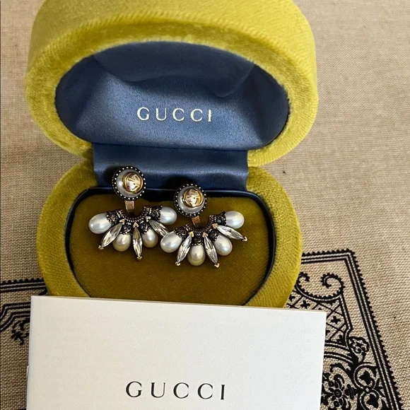 Gucci Gold and White Pearl Earrings - Picture 1 of 10